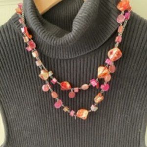 Layered Pink/Peach Beaded Necklace